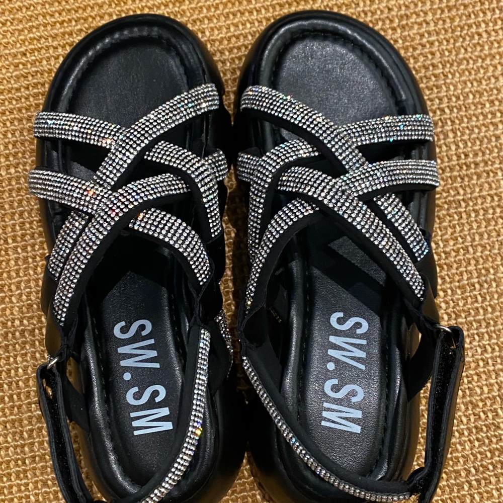 Rhinestone wedge sandals sparkle strappy
